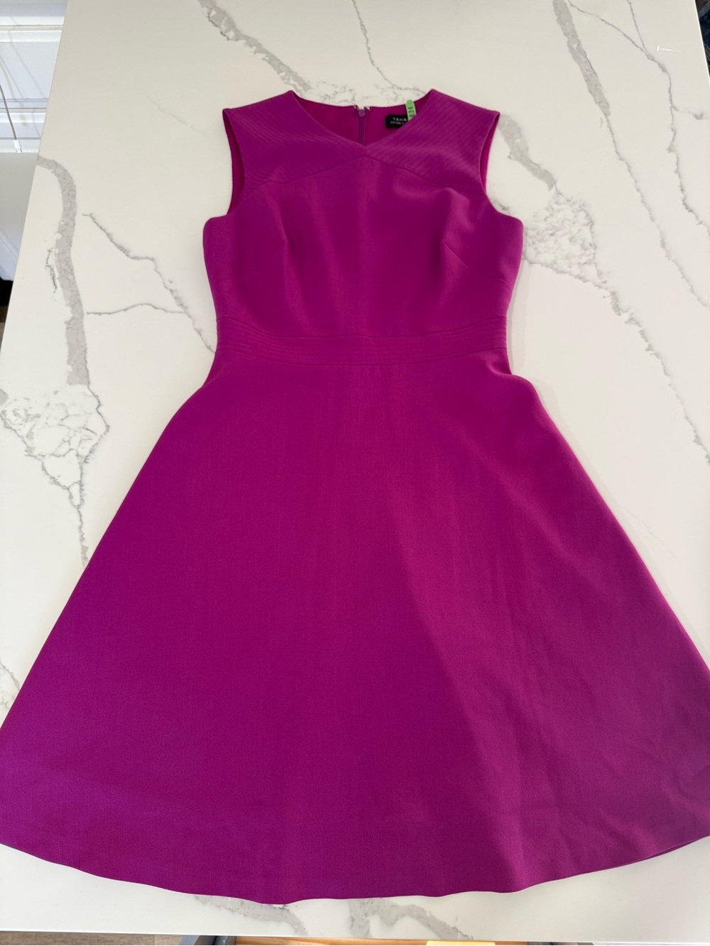 Tahari Magenta Fuchsia Fit & Flare Dress Sz 4